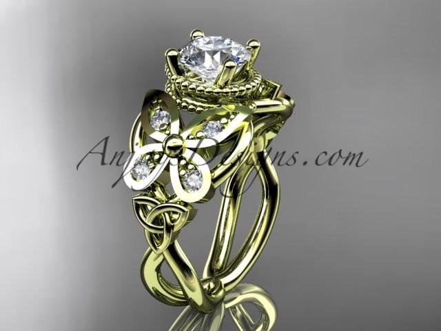 زفاف - Spring Collection, Unique Diamond Engagement Rings,Engagement Sets,Birthstone Rings - 14kt yellow gold diamond celtic trinity knot engagement ring wedding band