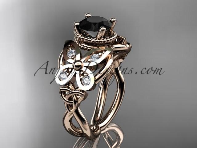 Свадьба - Spring Collection, Unique Diamond Engagement Rings,Engagement Sets,Birthstone Rings - 14kt rose gold diamond celtic trinity knot engagement ring wedding band