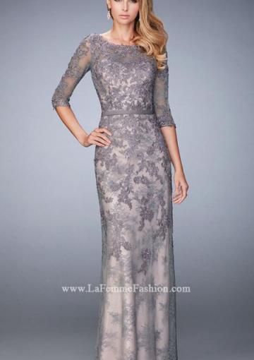 Свадьба - 2016 Zipper Sleeveless Blue A-line 3/4 Length Sleeves Grey Appliques Tulle Floor Length Ruched Scoop