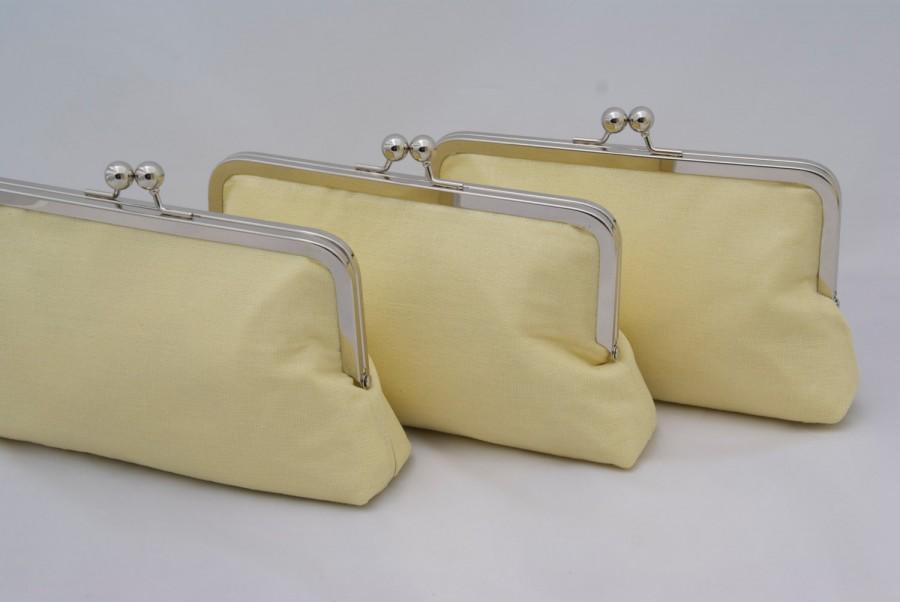 Mariage - Yellow Bridesmaids Bag Handbag in Linen for Bridal party gift- Design your Own in Various Colors