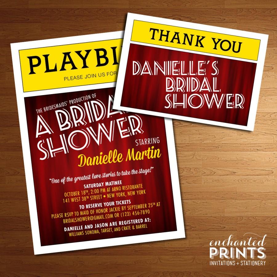 Mariage - Broadway Playbill Invitation - Theater Themed - NYC - Bridal Shower Printed Invites or Printable Invitations