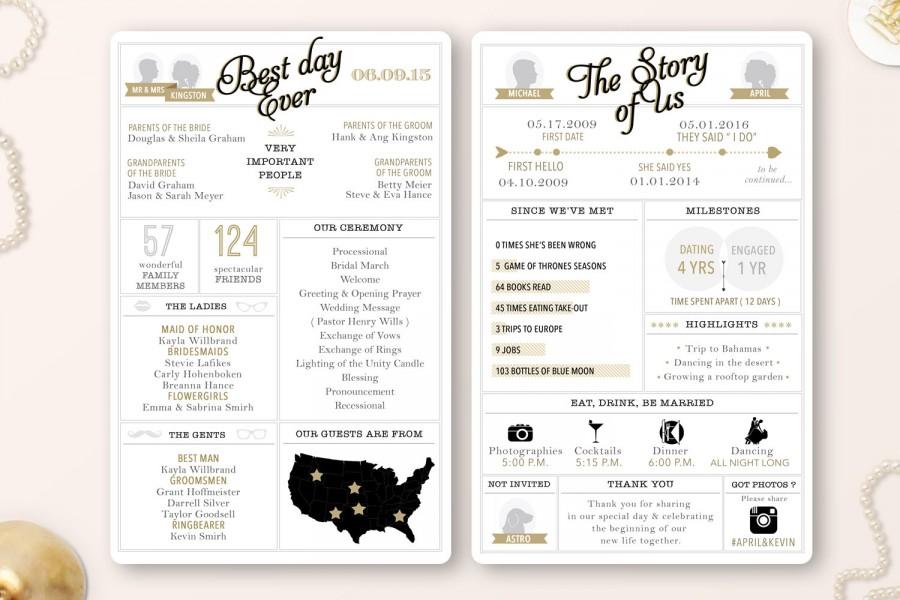 زفاف - Printable - Infographic wedding program, customizable