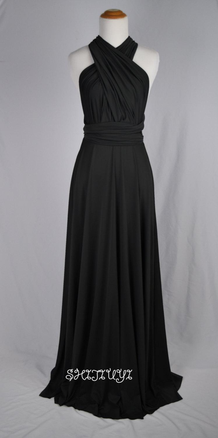Wedding - Bridesmaid Dress Black Infinity Dress  Floor Length Wrap Convertible Dress L199
