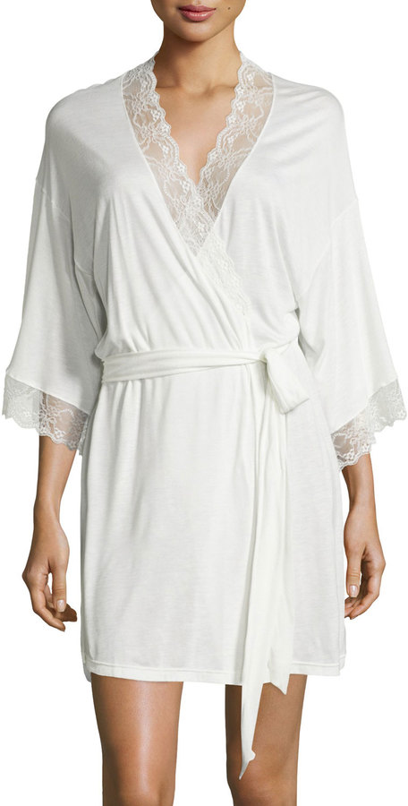 Mariage - Eberjey Magnolia Lace-Trimmed Robe