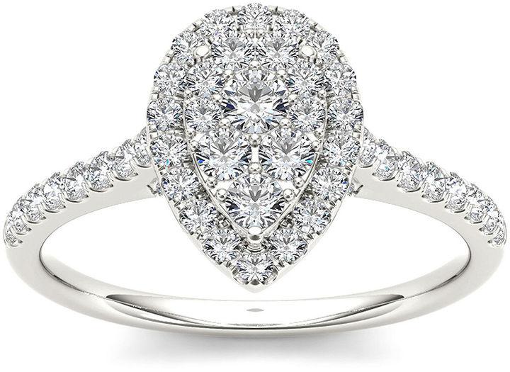 Hochzeit - MODERN BRIDE 3/4 CT. T.W. Diamond 10K White Gold Pear-Shaped Engagement Ring