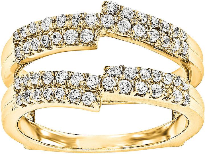 Hochzeit - MODERN BRIDE 5/8 CT. T.W.  Round Diamond 14K Yellow Gold Ring Guard