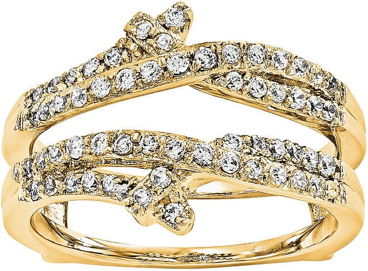 Hochzeit - MODERN BRIDE 1/2 CT. T.W.  Round Diamond 14K Yellow Gold Ring Guard