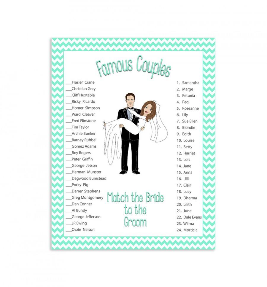 زفاف - Bridal Shower Game  Famous Couples Game Printable Couples Shower Game