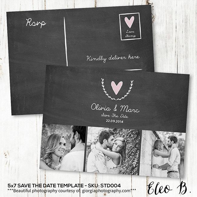 Mariage - Save The Date Postcard - Save The Date Template - Wedding Invitation - Engagement Card - Photoshop Template - STD004 - instant download