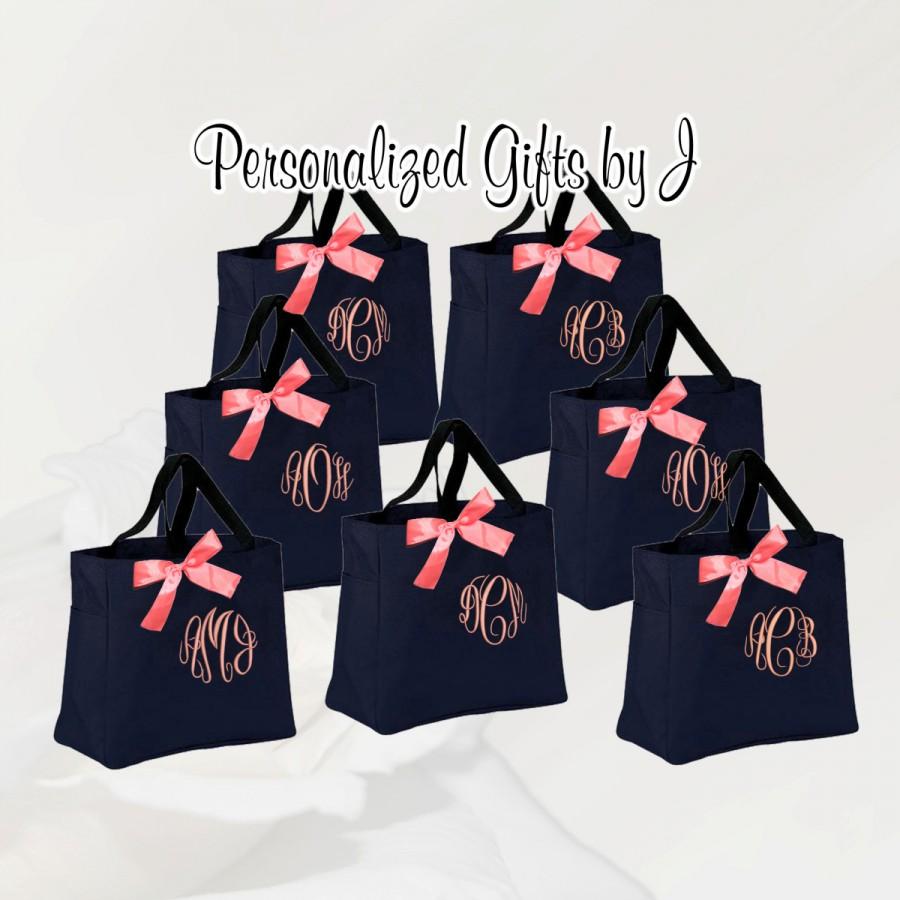 Свадьба - 10  Bridesmaid Gift- Personalized Bridemaids Tote - Wedding Party Gifts - Maid of Honor Tote Bag, Personalized Bridesmaid Tote Bags