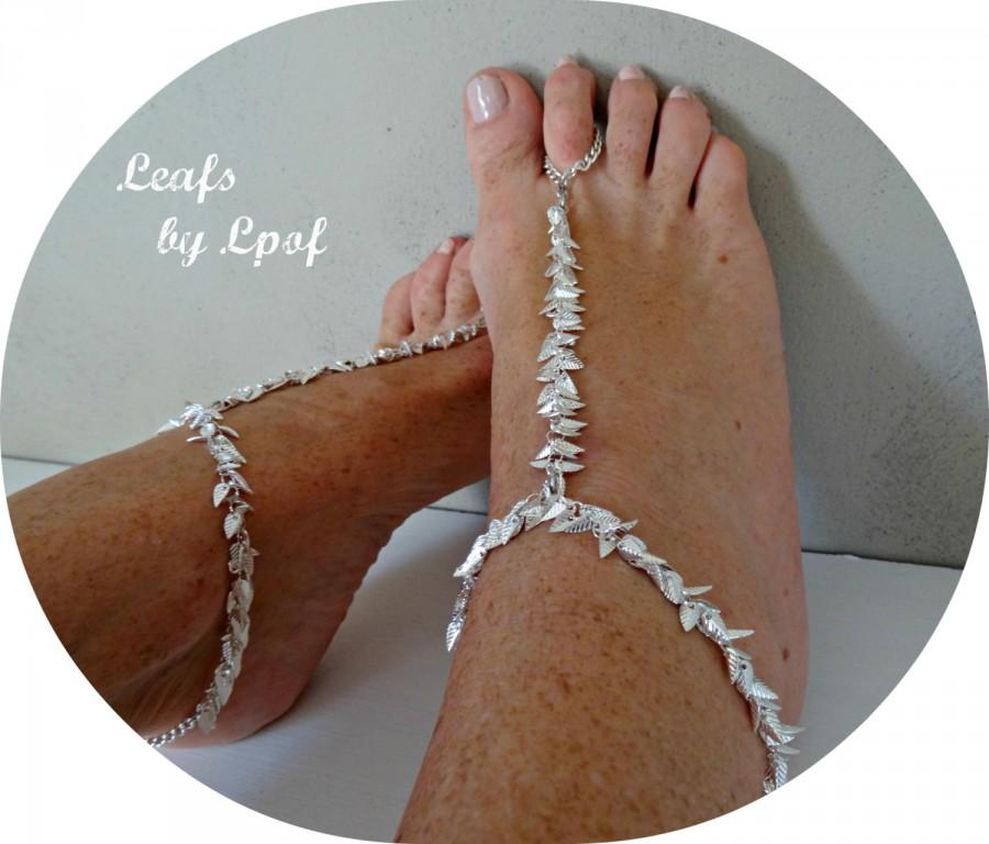 زفاف - Wedding Barefoot Sandals Coachella Shoes Beach Boho Shoes Bohemian Silver Bridal Shoes Wedding Shoes Beach Wedding Festival - Leafs