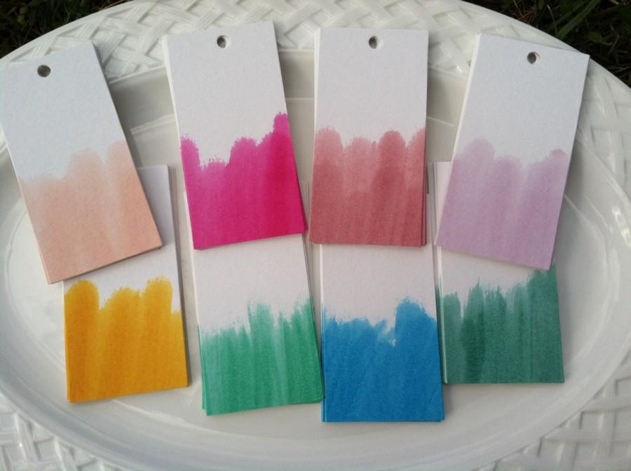 Mariage - 100 Assorted Watercolor Place Cards, Gift tags, Escort Cards, Favor tags or Thank you cards