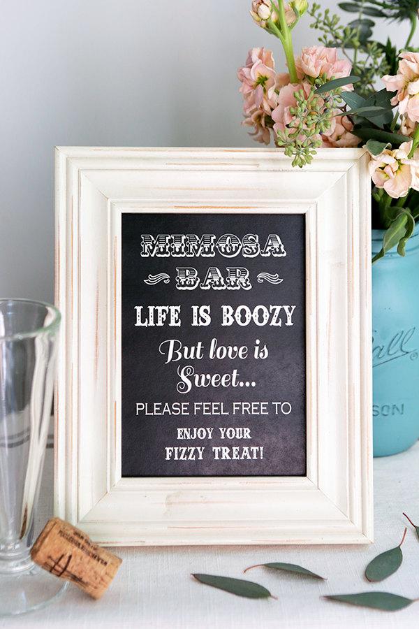 Wedding - 8x10 Instant Download - Mimosa Bar- Bridal Shower Sign - Mimosa Print - Birthday Party- Engagement Party - Printable Chalkboard File