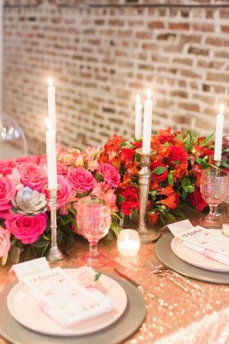 Hochzeit - Ombre Pink And Gold Valentines Day Wedding Inspiration