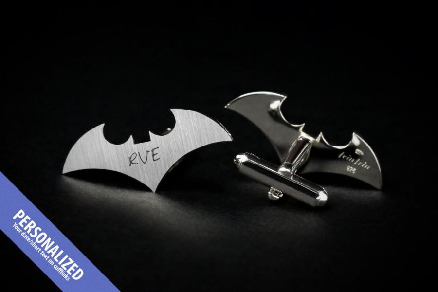 Wedding - Wedding Cufflinks for groom – Bat Cufflinks, bride to groom gift – Sterling Silver Cufflinks engraved