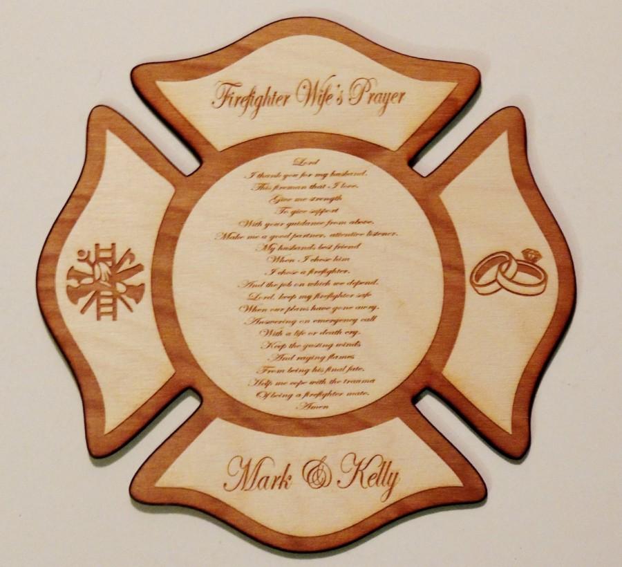 زفاف - Firefighter Wife's Wood Plaque