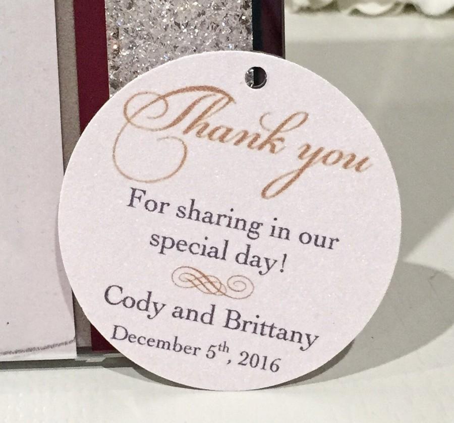 زفاف - Set of 20 Wedding Thank You Tag -  Gold and Navy  - Thank You Circle Tag - Personalized Thank You Tag