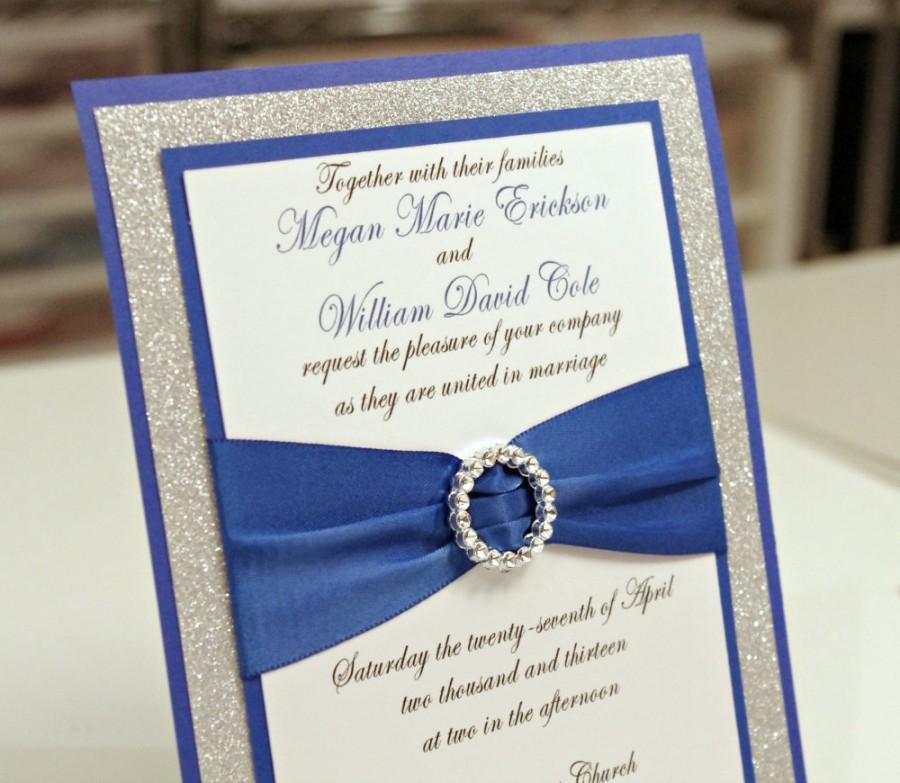 Wedding - Stunning DIY Royal Blue & Silver Glitter Wedding Invitation Full of Bling, Sparkle, and Dazzle