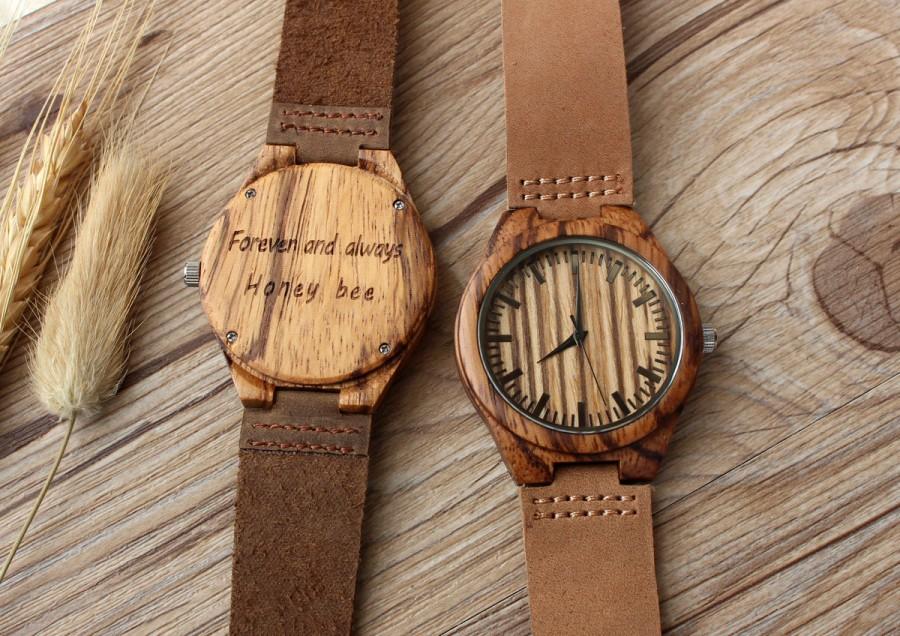 زفاف - Real Wood Watches, Engraved Watch, Mens Watch, Customized Gift for Men, Personalized Engraved Wooden Watch, Anniversary gift for men