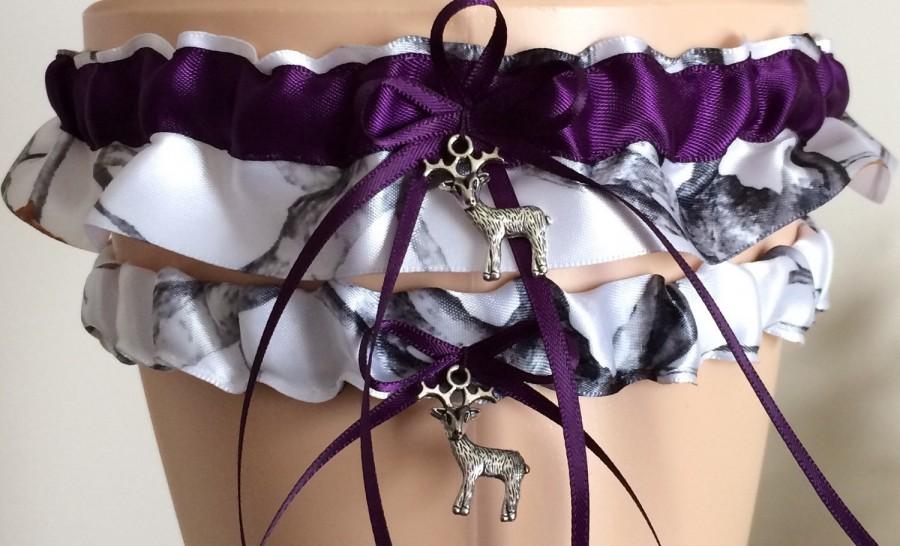Mariage - True Timber Snowfall Plum/Purple Camouflage Wedding Garter Set, Bridal Garter Set, Camo Garter, Keepsake Garter, Prom Garter