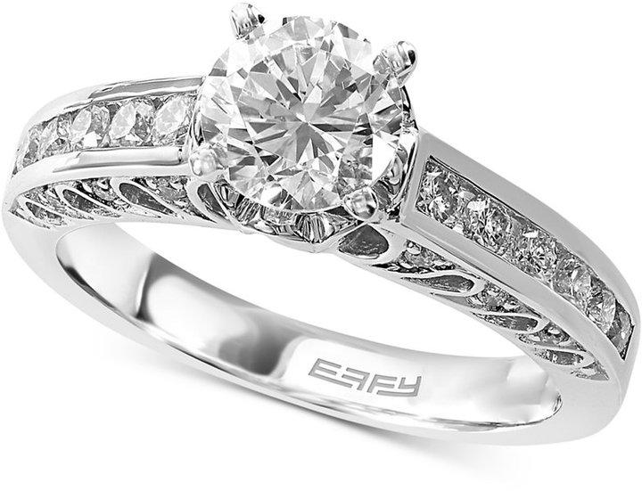Hochzeit - EFFY Bridal Diamond Engagement Ring (1-3/8 ct. t.w.) in 14k White Gold