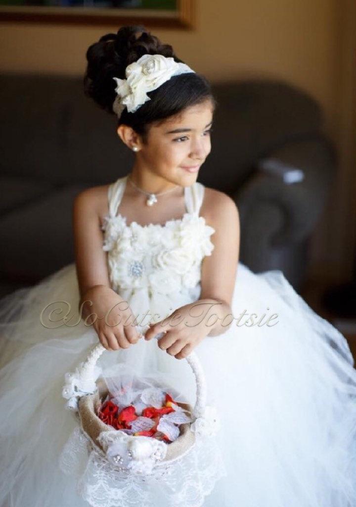 Hochzeit - NEW! Princess Collection- "The Isabella Dress" - ivory flower girl dress - white flower girl dress - junior bridesmaid dress - wedding dress