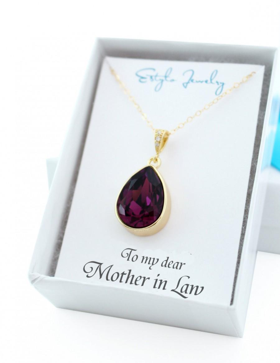 Mariage - Mother Of The Groom Gift, Mother of the Bride Gift, Future Mother In Law Gift From Bride, Mother In Law Necklace Amethyst Swarovski Necklace