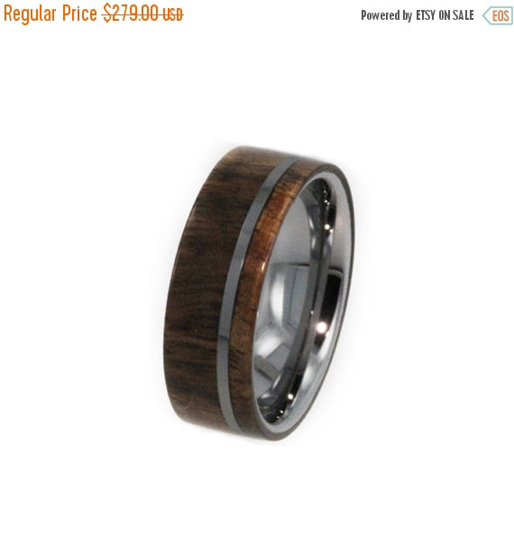 زفاف - Wedding Sale Waterproofed Wood Wedding Ring, Titanium Pinstripe, Exotic Hard Wood, Ring Armor Included
