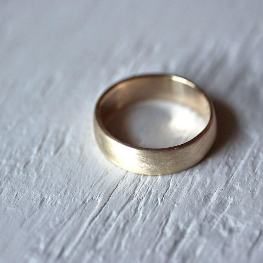 Hochzeit - Men's Wedding Band, 7mm Wide Low Dome 10k Recycled Hand Carved Yellow Gold Wedding Ring  -  Ready to Ship in US Size 11 or Made in Your Size