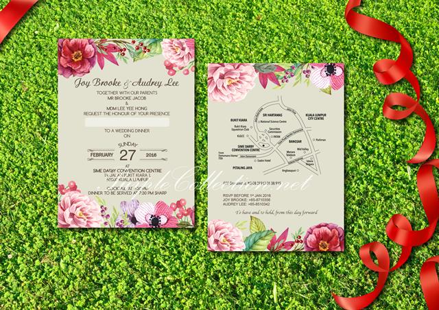 Hochzeit - Floral Wedding Invitation Card
