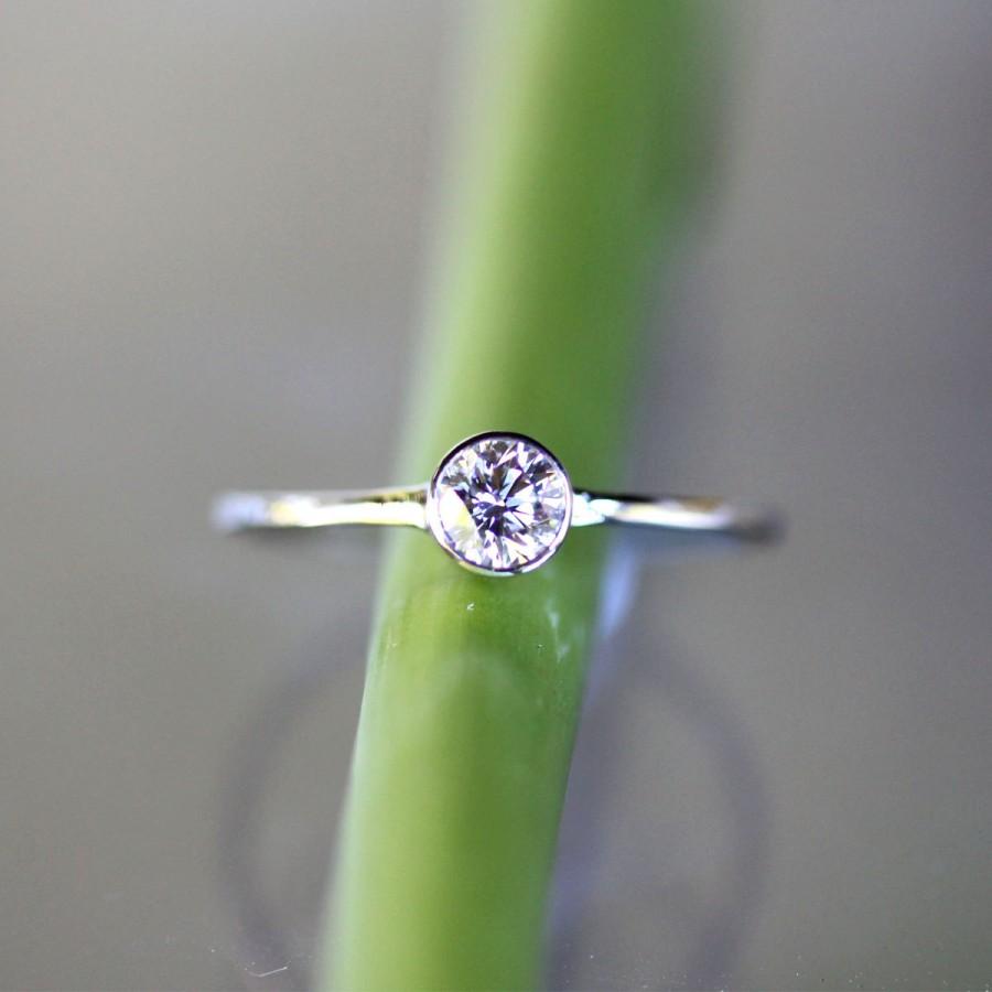 زفاف - Diamond 14K White Gold Engagement Ring, Stacking RIng, Gemstone Ring - Made To Order