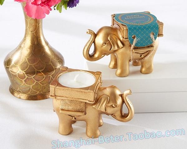 زفاف - Bridal Shower Favors Golden Elephant tealight Candle Holders BETER-SZ000