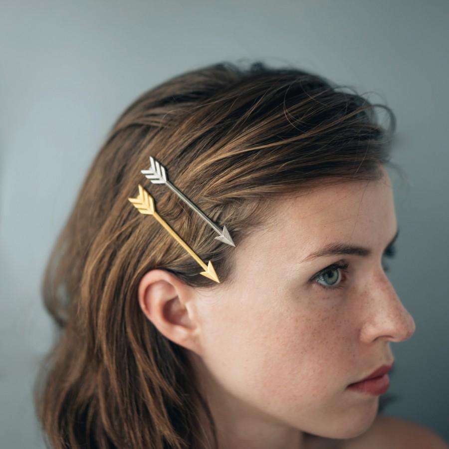 Mariage - Arrow Bobby Pin- 3D Printed Stainless Steel Hair Accessory- 3"