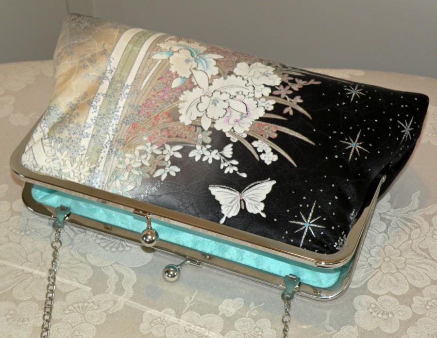 Mariage - 10inch Silk Kimono Fabric Clutch/Bag/Purse/Cherry Blossom/Orchid/Rose/Butterfly/Black/Ivory/Long Island Bridal/Wedding Gift/Scarf/Wrap/Shawl