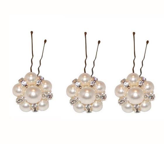 Wedding - Swarovski Pearl Hair Pins Set of 3 - Hair Pins Wedding Jewelry Bridal Jewelry Bridesmaid Jewelry Flower Girl Jewelry