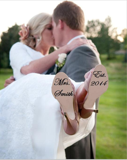 Hochzeit - Custom Wedding Shoe Decal Bride or Groom available - Wedding Shoe Sticker, Wedding Shoe Decal, Wedding Shoes, Bridal Sticker, Custom Shoe
