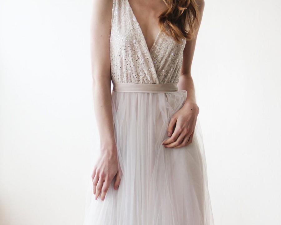 زفاف - Maxi tulle and sequins wedding gown , Tulle ivory wedding dress