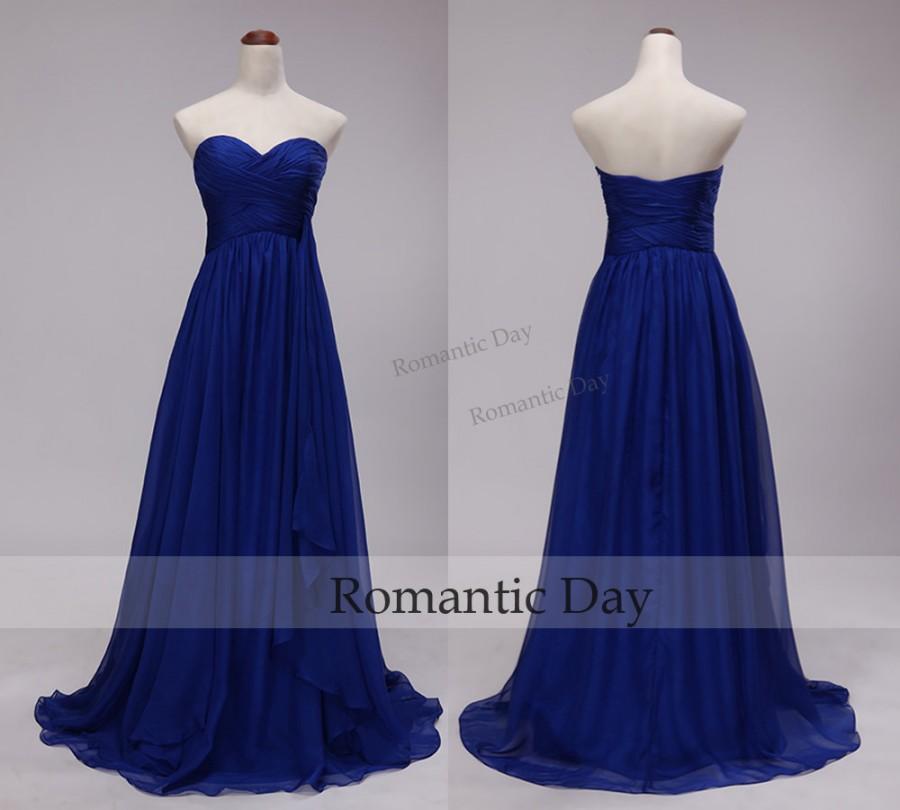 Mariage - Elegant Sweetheart Royal Blue Simple Long Prom Dresses 2015/Long Evening Gown/Bridesmaid Dress/Custom Made 0414