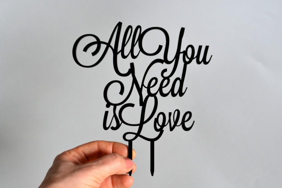 Mariage - wedding cake topper, All You need is Love black Wedding Cake Topper, Cake Topper for wedding