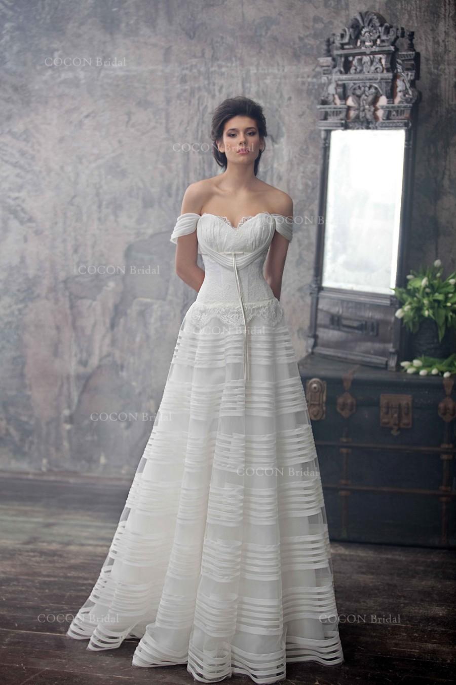 زفاف - Haute Couture Wedding Dress Romantic Wedding Gown from silk organza and Chantilly lace Dream Dress Rustic dress -"Lyra"