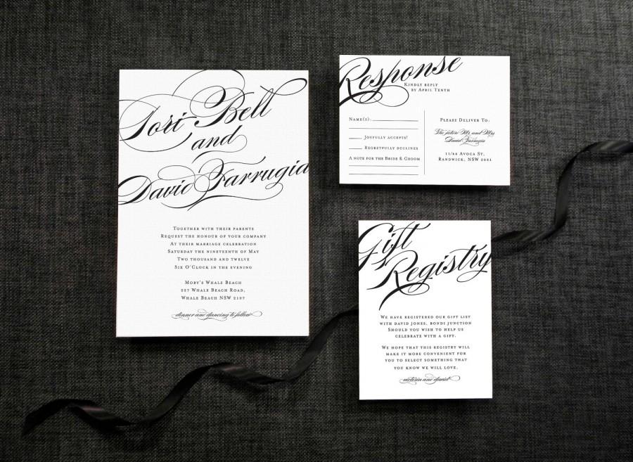 Hochzeit - DIY Printable Wedding Invitation Calligraphy  - 4 pieces