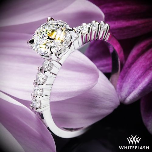 زفاف - Platinum "Legato Shared-Prong" Diamond Engagement Ring