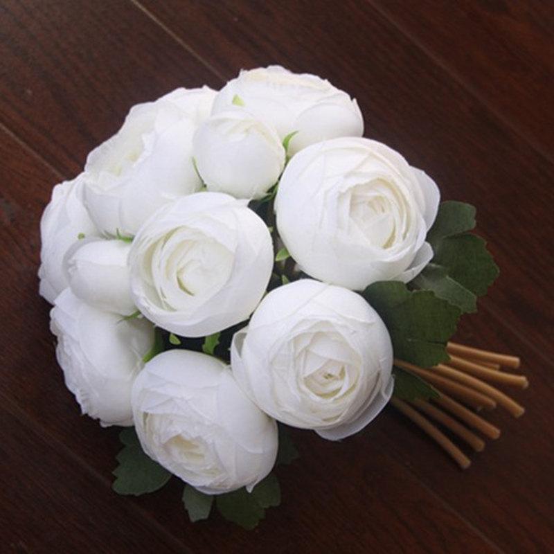 زفاف - Peony Rose Bouquet Artificial Silk Flowers Posy Wedding Bridal Party Home Floral Decor