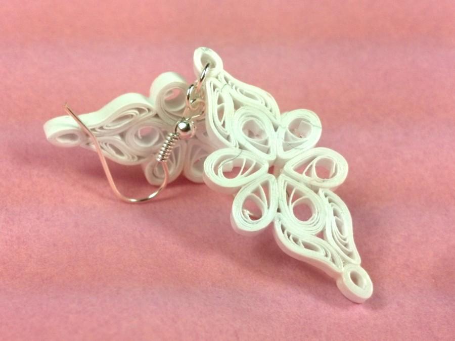 زفاف - Unique Bridal Earrings Wedding Jewelry - bride earrings, wedding earrings, paper earrings, boho bride jewelry, white earrings, unique bride
