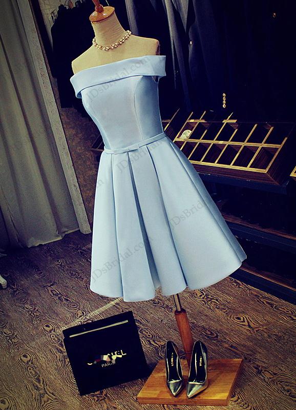 زفاف - PD16042 Elegant off shoulder little blue short prom party dress