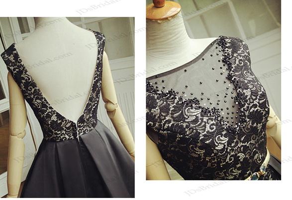 Wedding - PD16044 Sexy deep v open back short sheath lace party prom dress