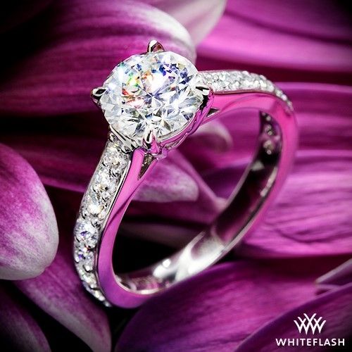 زفاف - Platinum "Magnolia" Diamond Engagement Ring