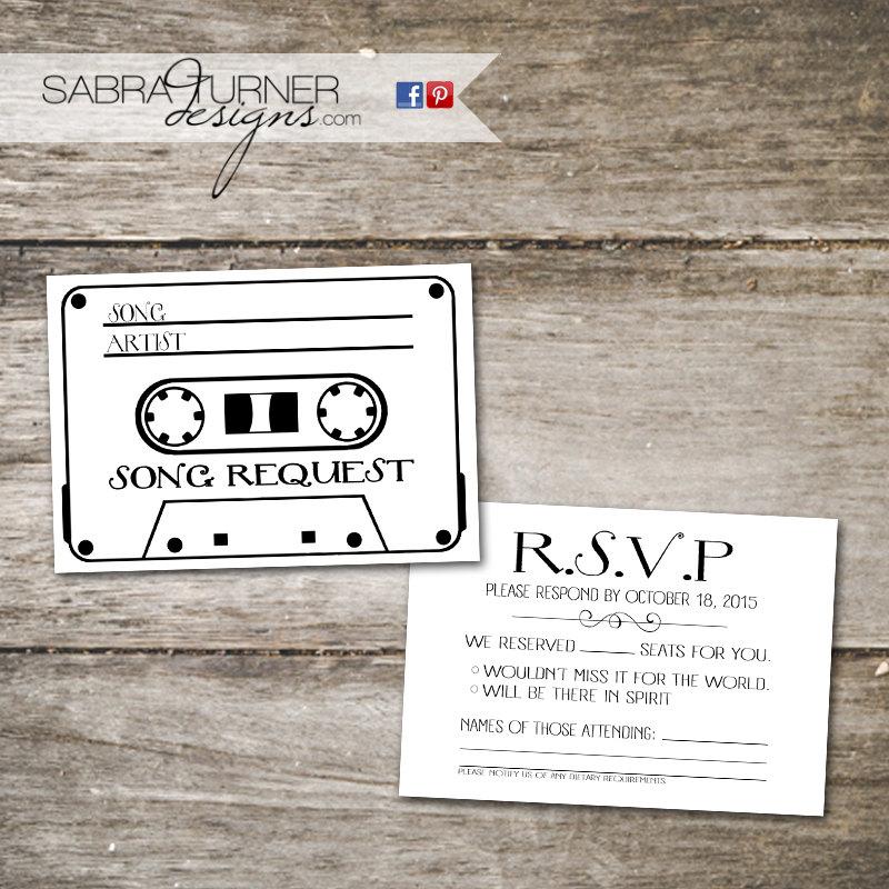 Wedding - Cassette Tape RSVP Card • Song Request Card • Wedding RSVP Card with Song Request • Cassette Tape Song Request Card • DIY Wedding