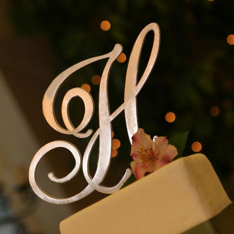 Wedding - Metal Monogram Cake Topper - Letter & Font of Your Choice