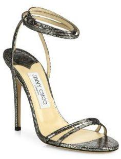 Mariage - Jimmy Choo Metallic Leather Ankle-Wrap Sandals